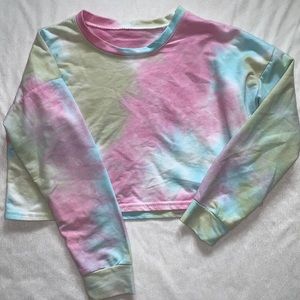 tie dye crop long sleeve sweatshirt light fabric